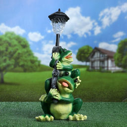 Садовая фигура - фонарь из полистоуна Лягушата с фонарём, h=50 см - Хорошие сувениры фото 3