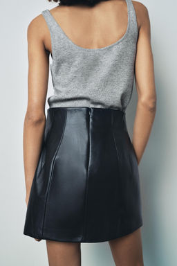 ZW COLLECTION LIMITED EDITION 100% LEATHER SHORT SKIRT - Zara фото 11