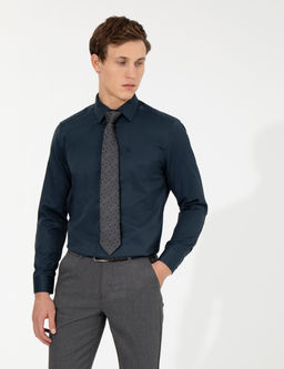 Lacivert Regular Fit Uzun Kollu Klasik G_mlek