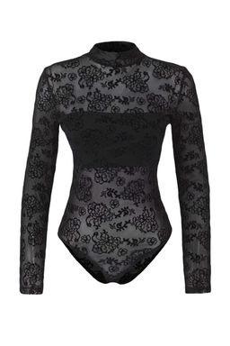 Siyah Astarl? Cicek Desenli Dik Yaka Orme Tul Body TPRAW26BD00010 - Trendyolmilla фото 5