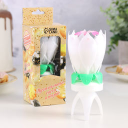 Цена за 2 шт. Свеча для торта музыкальная «Тюльпан», крутящаяся, белая, 14.5×6 см