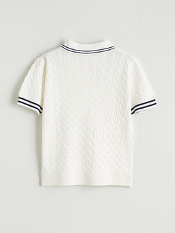 Polo Yaka Desenli K?z ?ocuk Triko Kazak