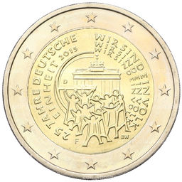 Монета 2 евро 2015 года F Германия 25 лет объединению Германии