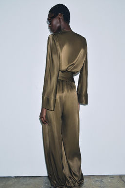 ZW COLLECTION SATIN JUMPSUIT WITH PUFFED HEMS - Zara фото 3