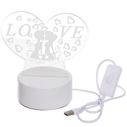Светильник ночник "3D-Поцелуй" на пластиковой подставке, с включателем USB