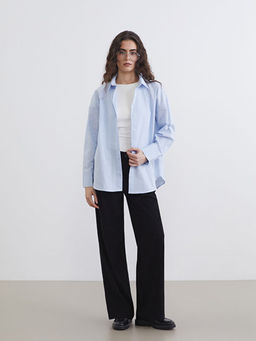 ?izgili Oversize Oxford Kad?n G?mlek