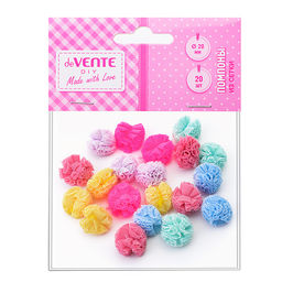 Набор помпонов из сетки для творчества 20 мм, 20 шт, в пластиковом пакете с блистерным подвесом, цвета ассорти