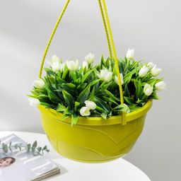 Кашпо для цветов подвесное с прикорневым поливом «Мальва», 4.7 л, цвет фисташковый