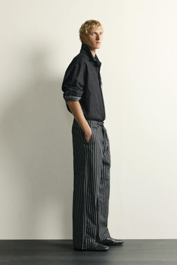PANTAL?N DENIM ALGOD?N - LINO RAYAS / Azul - Zara фото 4