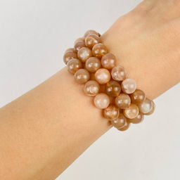 Бусины для укражений из Лунного камня (46 бусин) 39 см