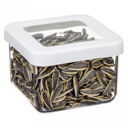 Банка для сыпучих продуктов пластмассовая Степ 0,5л, 10х10х7см, белый (Россия)