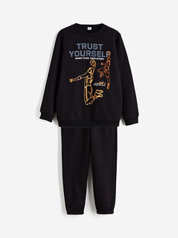 Bisiklet Yaka Bask?l? Erkek ?ocuk E?ofman Tak?m