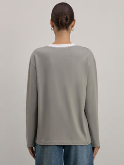 Базовый лонгслив из хлопка с принтом / Zarina  фото 5