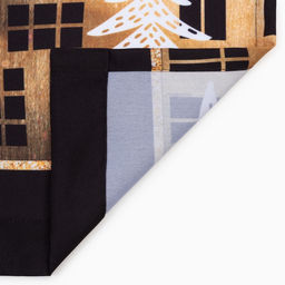 Комплект штор для кухни с подхватами «Этель. Золотой город, 2 шт., белые, чёрные, 145×180 см