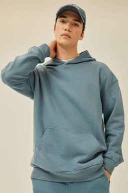 Comfort Regular Fit Rahat Kal?p Kapusonlu Kanguru Cepli Basic Duz Sweatshirt - Defacto фото 4