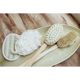 Цена за 2 шт. Мочалка для тела массажная со скрабером Доляна «Афродита», 11×16 см, бежевая