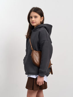 Толстовка с капюшоном для девочки "Basic" темно-серый