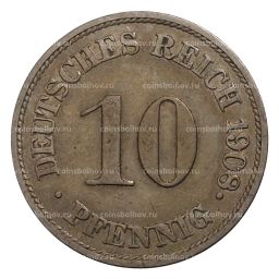 10 пфеннигов 1908 года J Германия