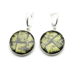 Серьги "Мозаика" из змеевика 25мм-26мм. Радуга камня