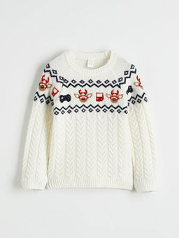 Y?lba?? Temal? Erkek ?ocuk Triko Kazak