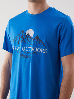 Bisiklet Yaka K?sa Kollu Bask?l? Penye Erkek Ti??rt