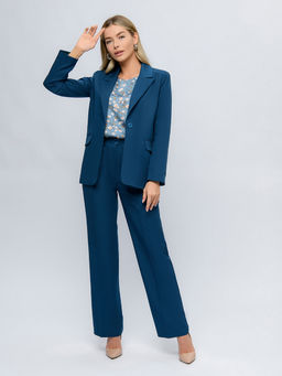 Жакет цвета морской волны однобортный - 1001dress фото 2