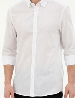 Рубашка Pierre Cardin Slim Fit белая с длинным рукавом