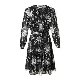 Платье женское короткое MIST plus-size, чёрное, размер 52, принт цветочный
