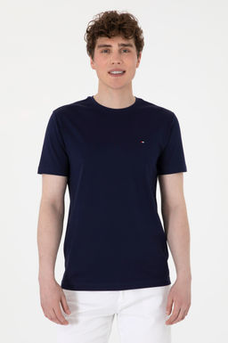 Erkek Regular Fit Bisiklet Yaka Lacivert Basic Ti__rt