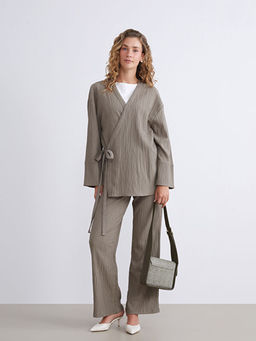 Kruvaze Yaka Dokulu Oversize Kad?n Kimono