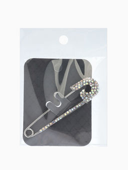 Булавка «Вензель» L=7 см, радужная в серебре