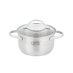 51059 GIPFEL Кастрюля AZALEA 16x9.5 см/ 1.5л со стеклянной крышкой, с индукционным капсульным дном. Материал: нерж. сталь 18/10. Толщина: 0.5 мм.  фото 2