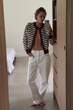 STRIPED KNIT CROPPED CARDIGAN - Zara фото 2