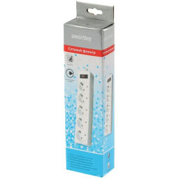 Цена за 2 шт. Сетевой фильтр Smartbuy SBSP-30-W, 5 розеток, 2200 Вт, 3 м, белый