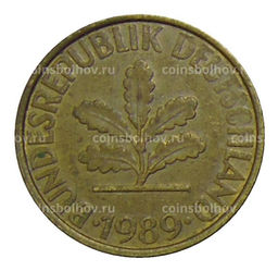 Монета 10 пфеннигов 1989 года F Германия