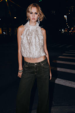 FAUX FUR HALTER TOP - Zara фото 3