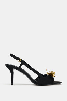 LEATHER SLINGBACK SANDALS WITH APPLIQU_ - Zara фото 2