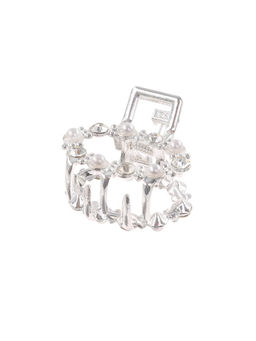 Цена за 6 шт. Крабик для волос «Мелани», овал, 2.5 см, серебристо-белый