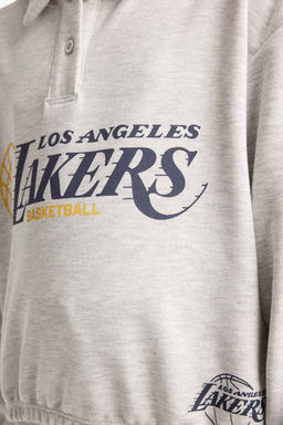 NBA Los Angeles Lakers Relax Fit Polo Yaka Sweatshirt K_z _ocuk - Defacto фото 5