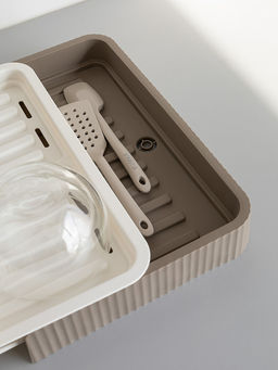 Подставка для сушки посуды раздвижная 51x36x5,5 бежевый полипропилен - Denastia фото 3