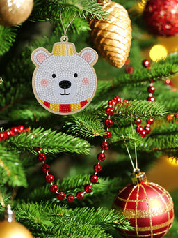 Кристальная (алмазная) мозаика ФРЕЯ ALVP-035 подвеска Белый мишка 8.5 х 10 см