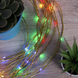 Гирлянда Конский хвост 15 нитей по 2 м, IP20, золотистая нить, 300 LED, свечение мульти, 220 В - Luazon lighting фото 8