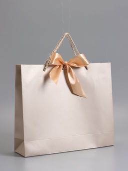 Пакет подарочный ламинированный, бронзовый, с бантом, 35×30×10 см