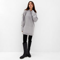 Джемпер женский с капюшоном MIST, серый, onesize (44-48)