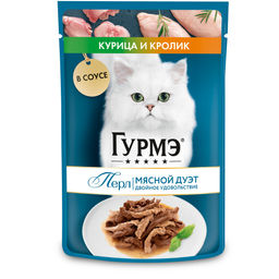 Паучи для кошек Нежное филе Мясной дуэт с курицей и кроликом в соусе (Gourmet Perl) 12461404