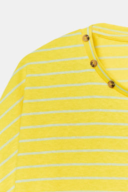 CAMISETA RAYAS ALGOD?N Y LINO / Amarillo - Zara фото 7