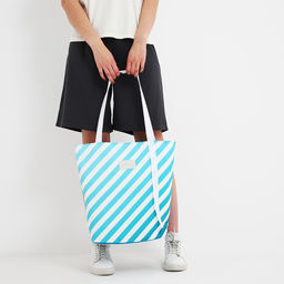 Сумка-шопер пляжная Nazamok, в полосочку, 39×32 см, голубая