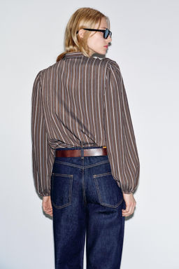 CAMISA RAYAS VOLANTES / Marr?n-Azul - Zara фото 6