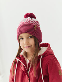 Шапка из смесовой шерсти Ромбы фуксия - Bungly фото 2