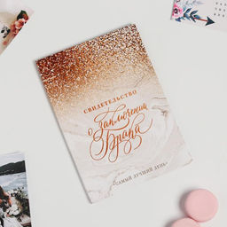 Папка для свидетельства о заключении брака Мрамор с блестками, А5